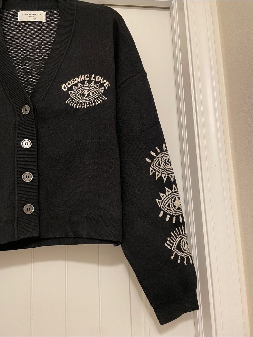 $198 NWT Spiritual Gangster Cosmic Love Delaney Cardigan Evil Eye size Medium - Picture 9 of 10